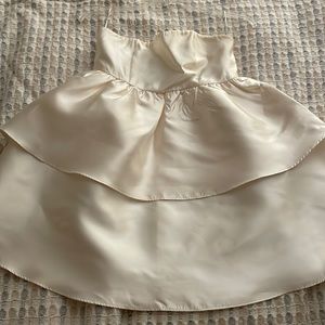 White satin layered ruffle dress